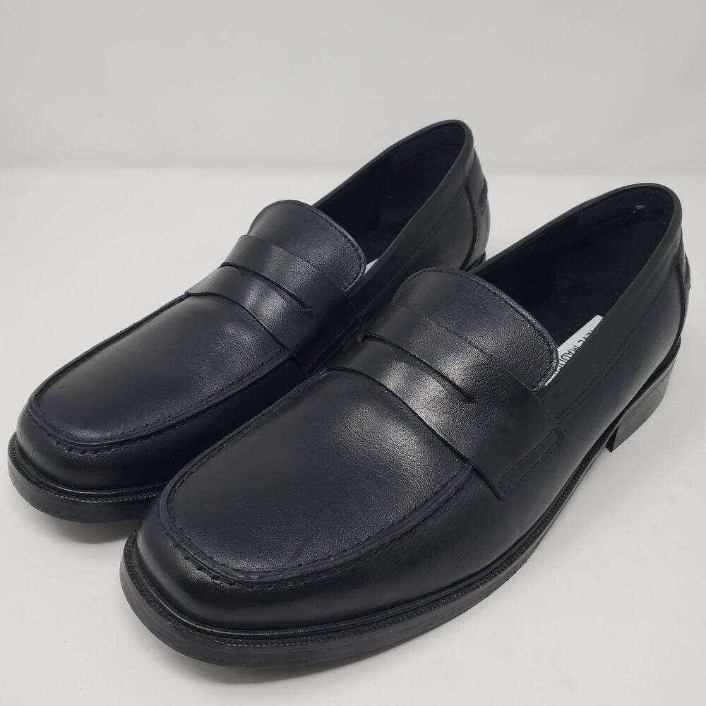 Steve Madden Brookline Men’s Black Leather Loafers Slip-On Dress Shoes Size 9